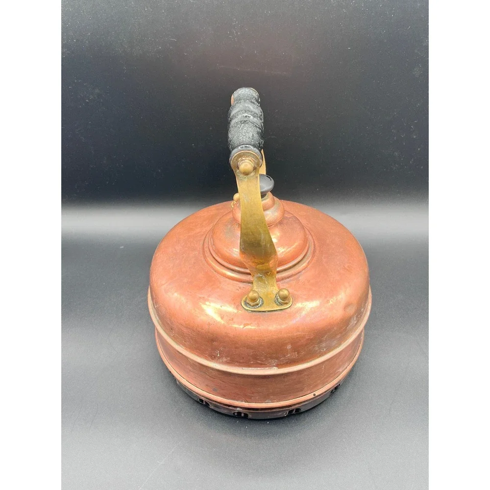 Vtg Simplex Patent Tea Kettle Solid Copper Made In‎ England 4007-402190 Wood